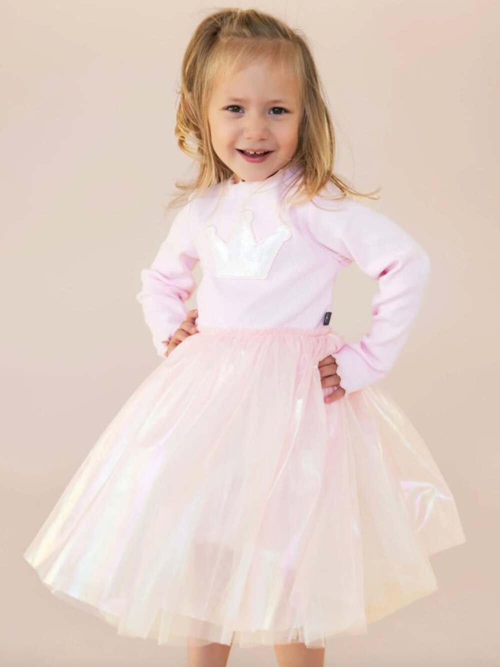 Petite Hailey Crown Pearl Tutu Dress Pink - Size 6